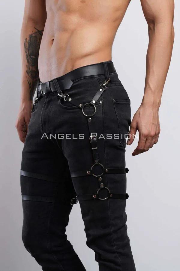 Adjustable Leather Leg Harness with O-Rings