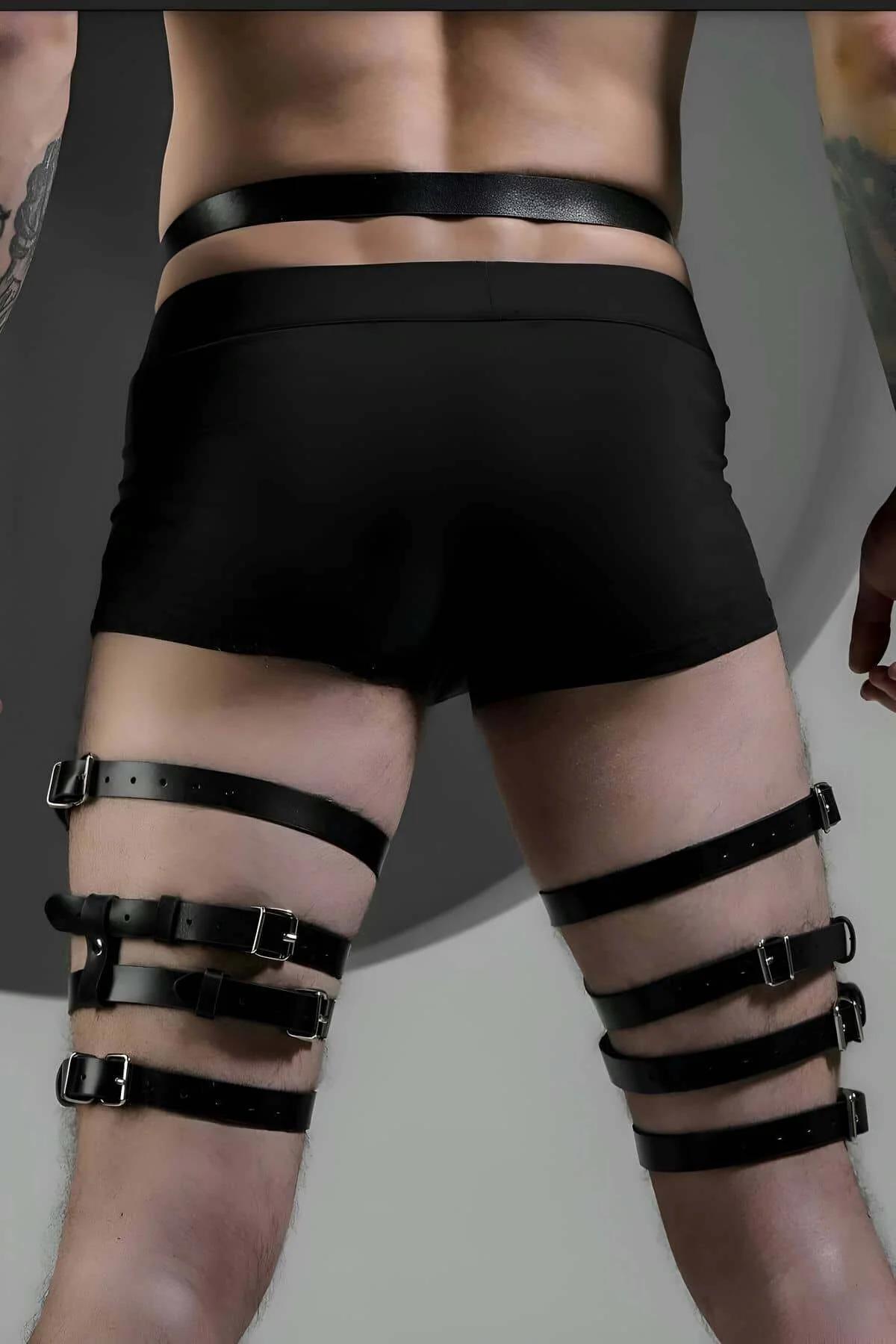 Adjustable Faux Leather Leg Harness with O-Rings