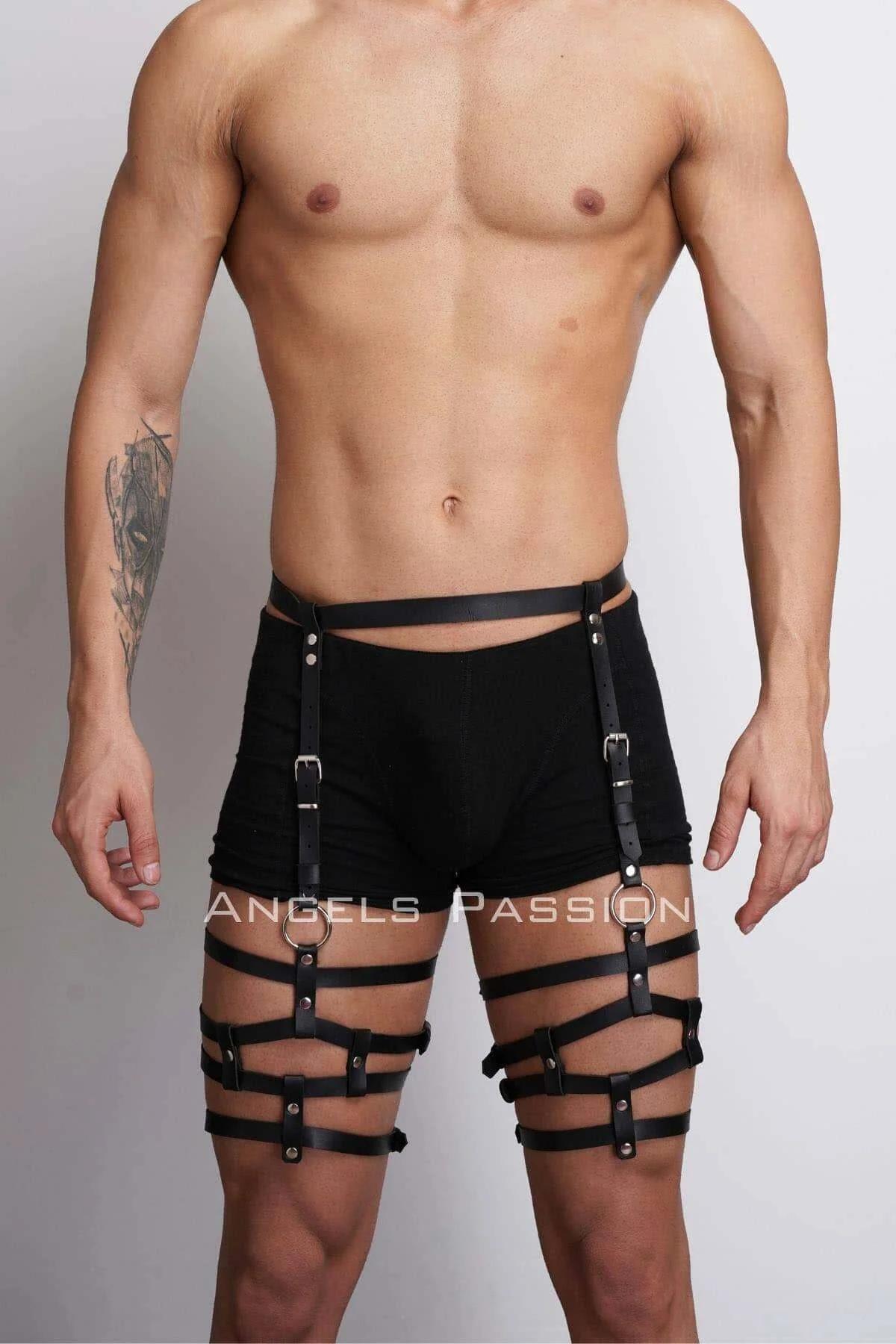 Adjustable Faux Leather Leg Harness with O-Rings