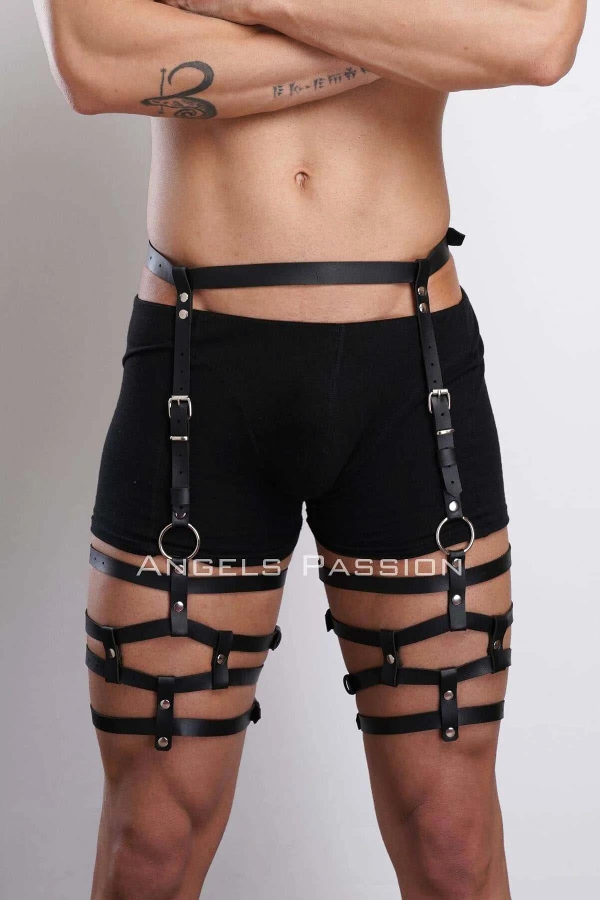 Adjustable Faux Leather Leg Harness with O-Rings