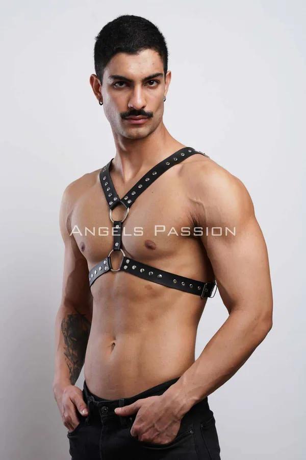 Studded Chest Harness with O-Ring Accents