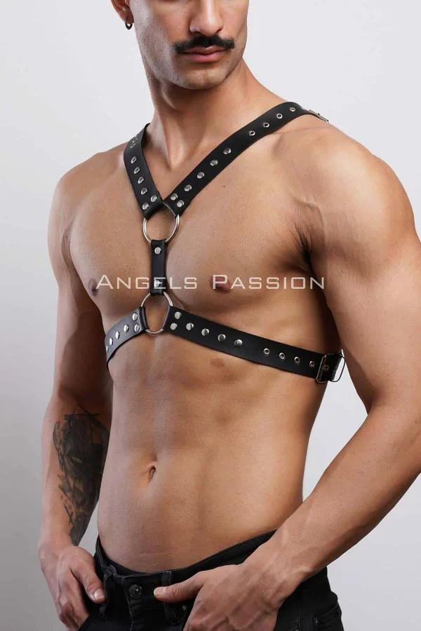 Studded Chest Harness with O-Ring Accents