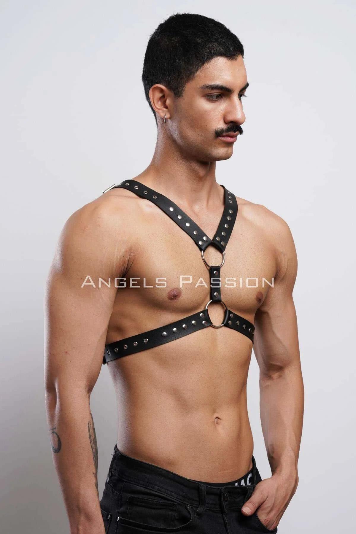 Studded Chest Harness with O-Ring Accents