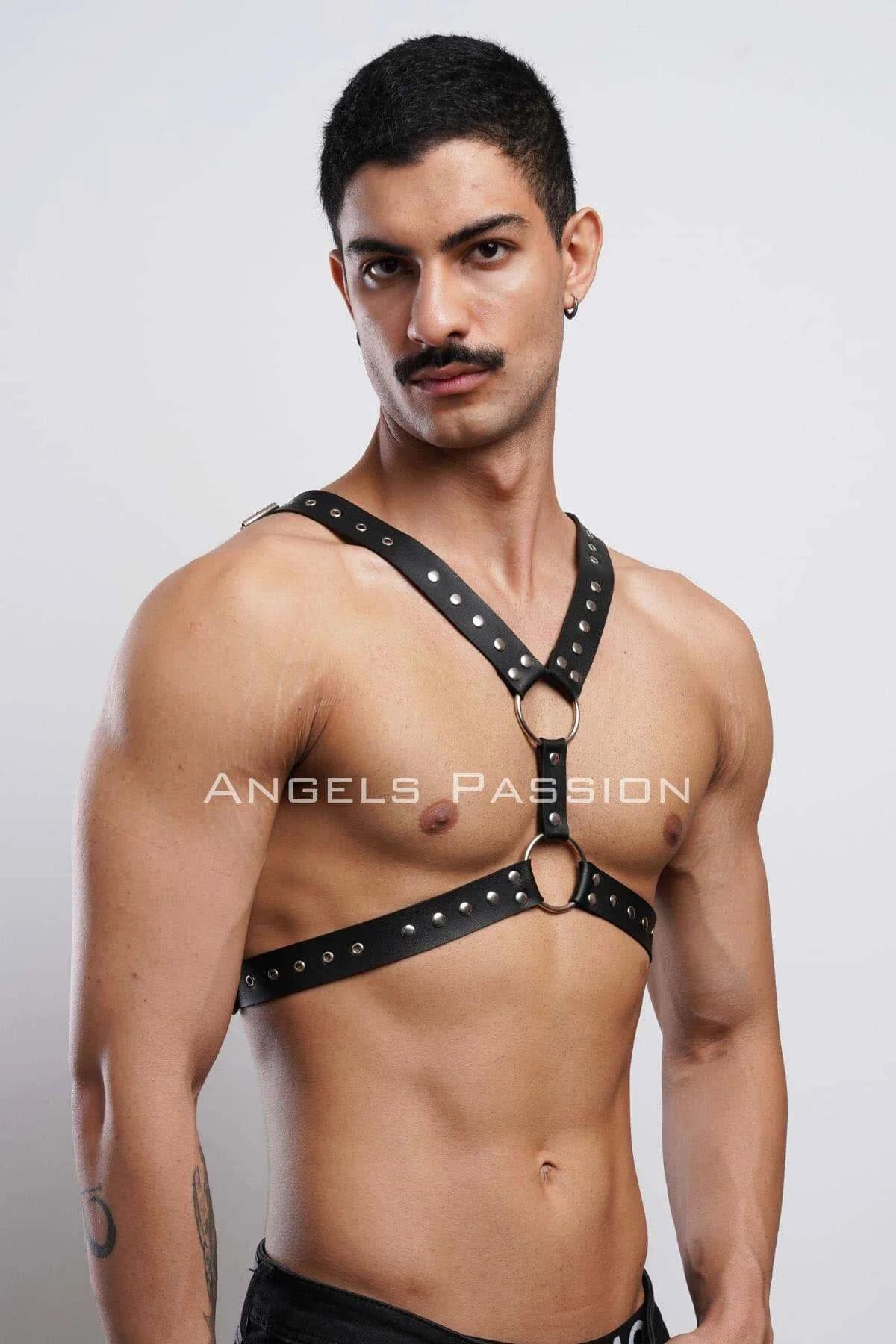 Studded Chest Harness with O-Ring Accents