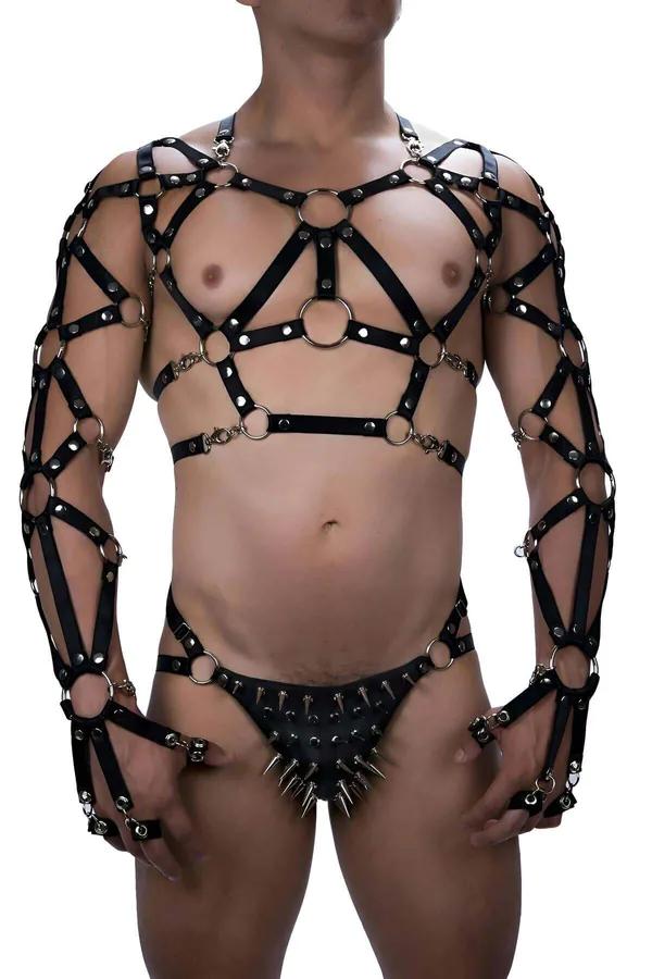 Full Body Harness with Detachable Spiked Thong