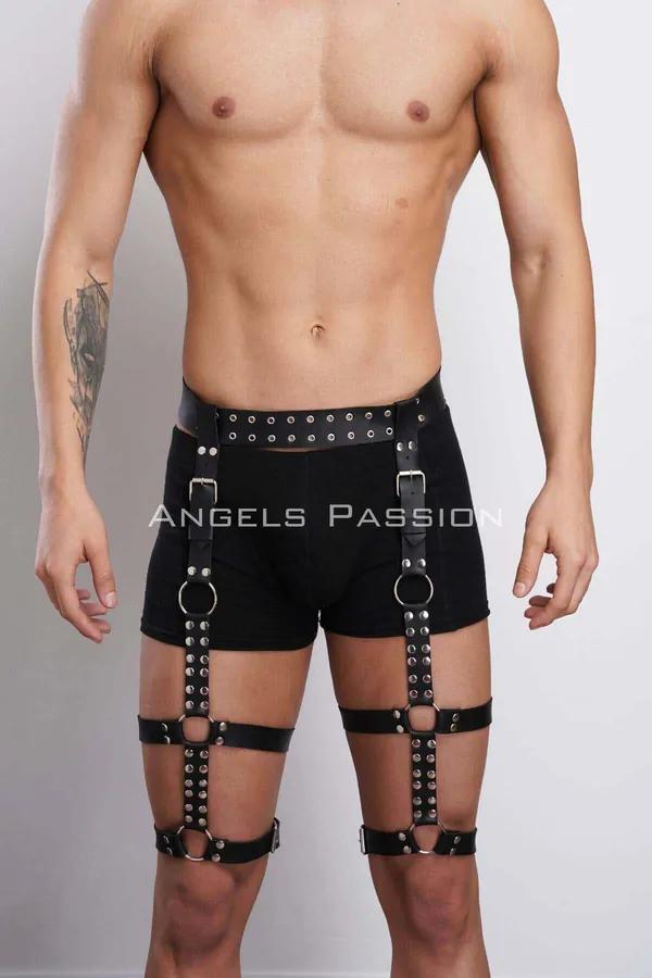 Studded Leg Harness with O-Ring Garters