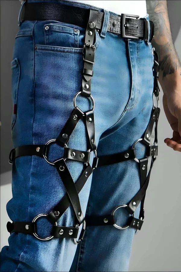 Adjustable Faux Leather Leg Harness with Rings