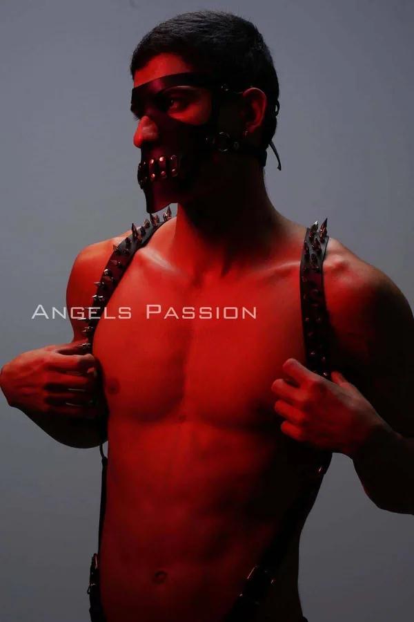 Studded Faux Leather Suspenders Harness