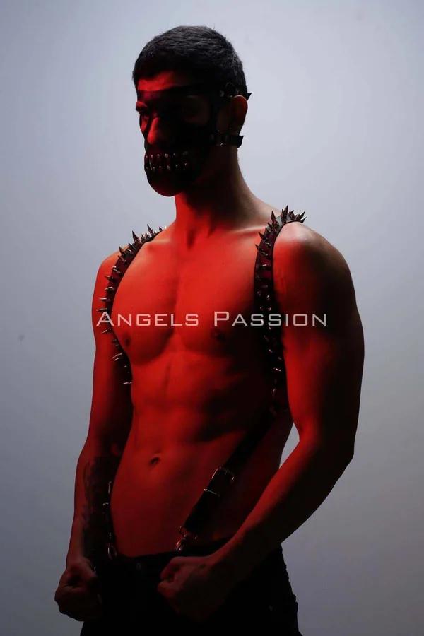 Studded Faux Leather Suspenders Harness