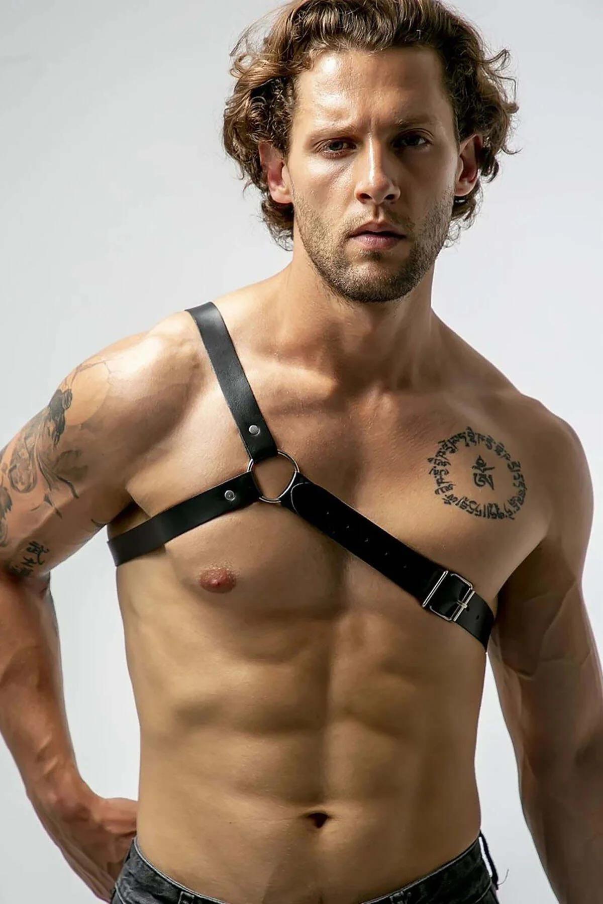 Asymmetrical Faux Leather Chest Harness
