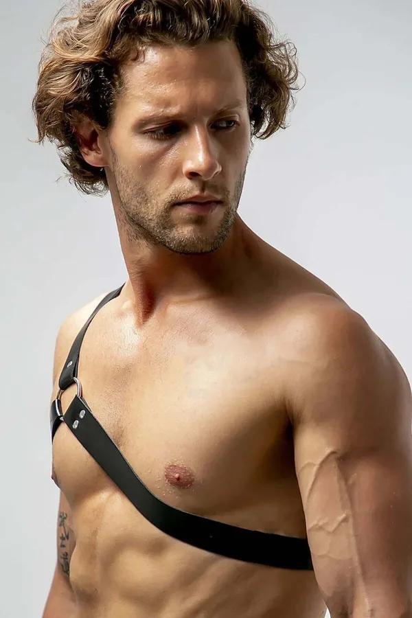 Asymmetrical Faux Leather Chest Harness