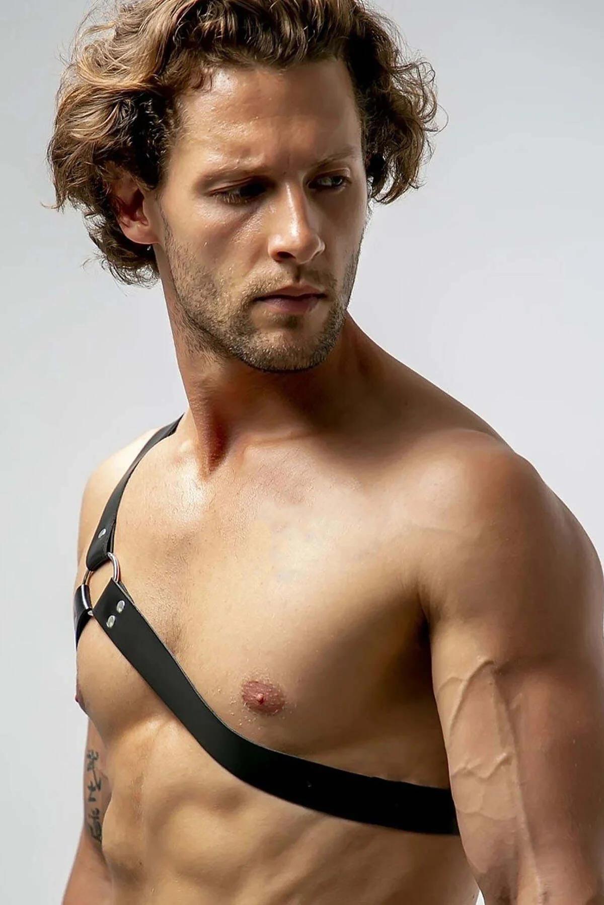 Asymmetrical Faux Leather Chest Harness