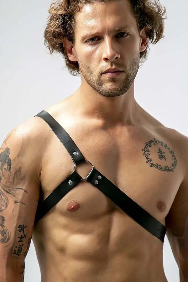 Asymmetrical Faux Leather Chest Harness