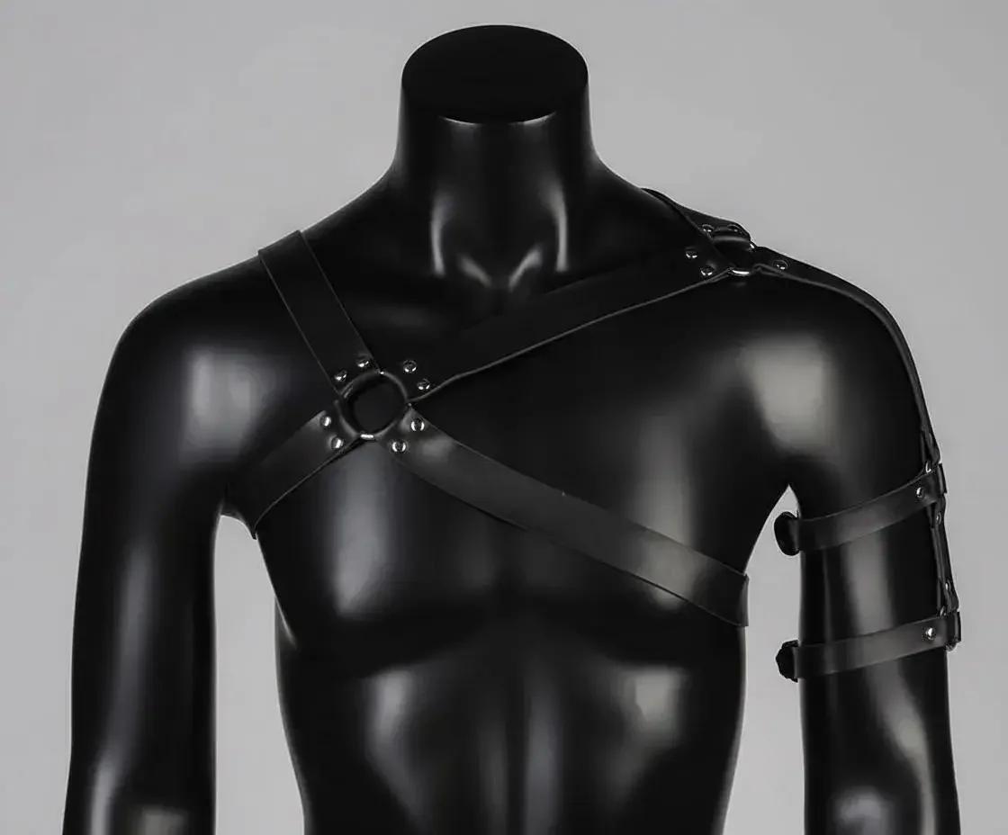 Asymmetric Vegan Leather Chest & Arm Harness