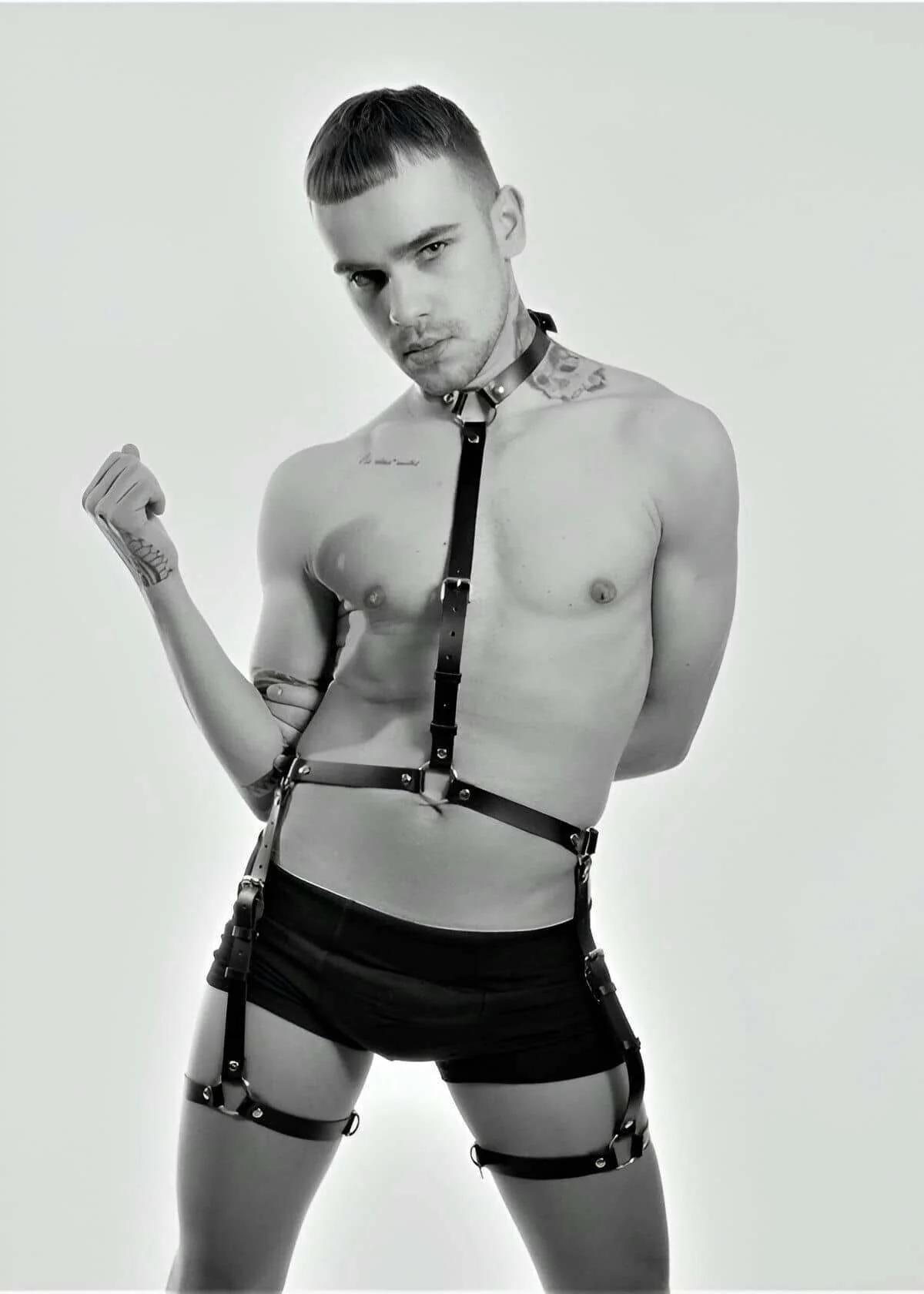 Full Body Harness with Thigh Straps and Collar