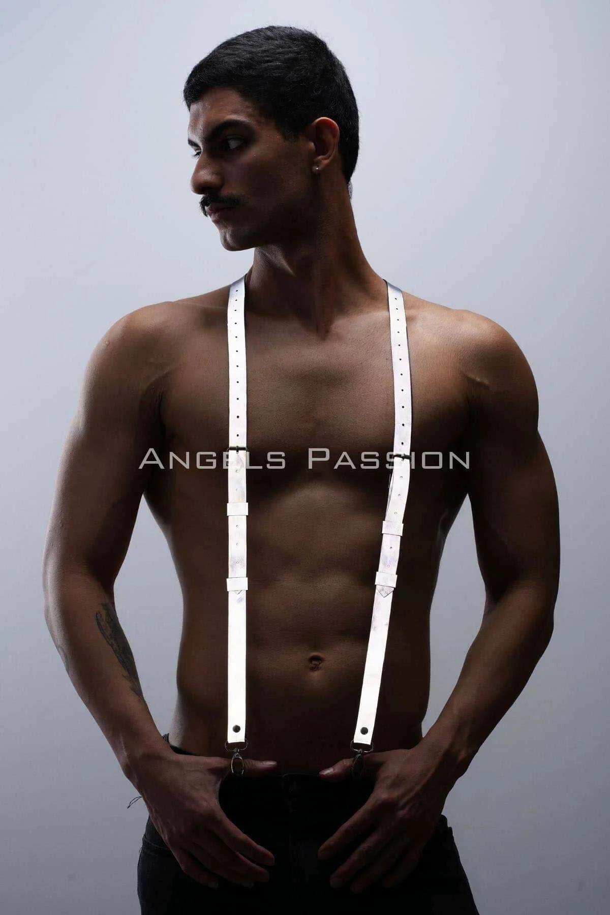 Reflective Suspenders Harness with Silver Clasps