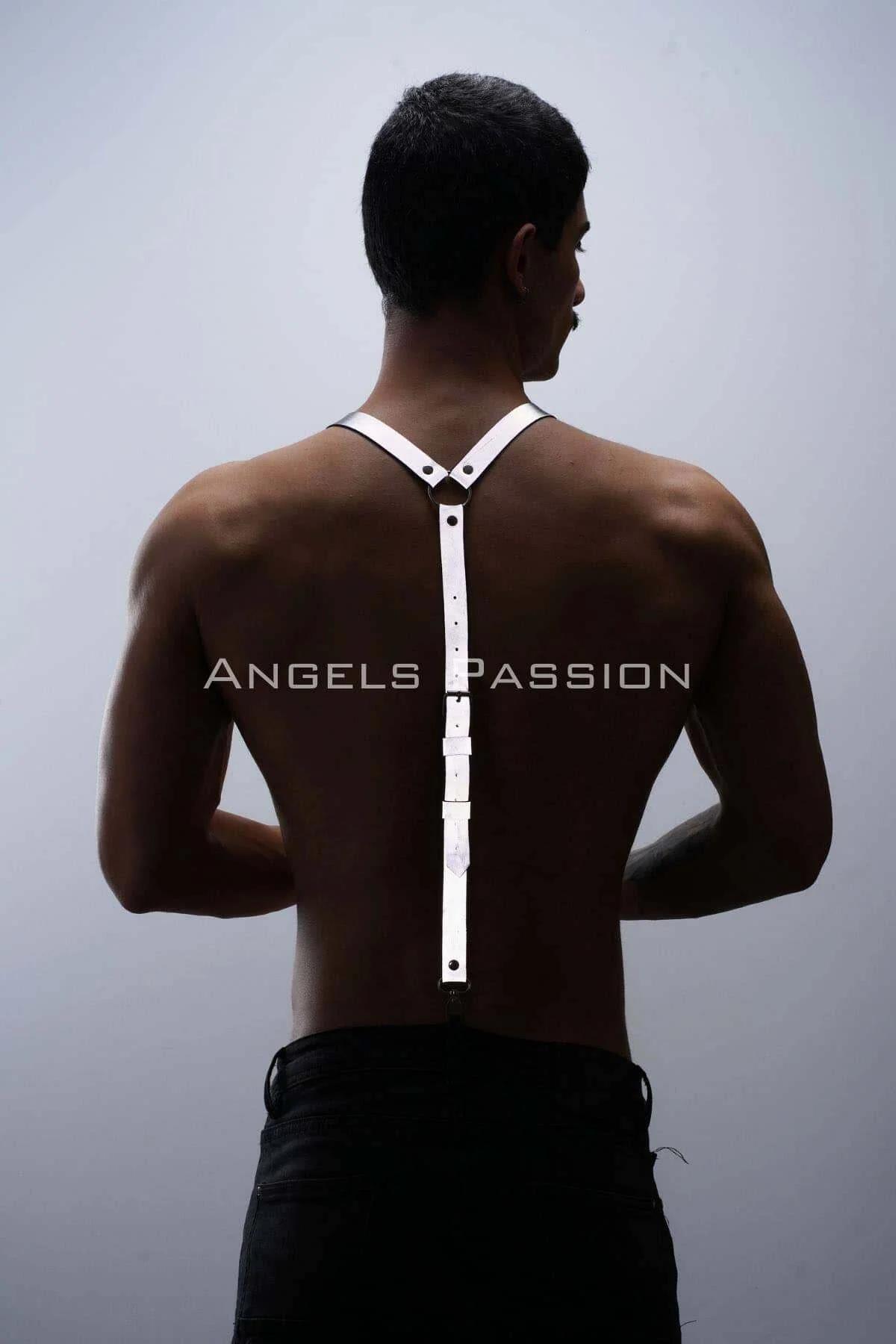 Reflective Suspenders Harness with Silver Clasps