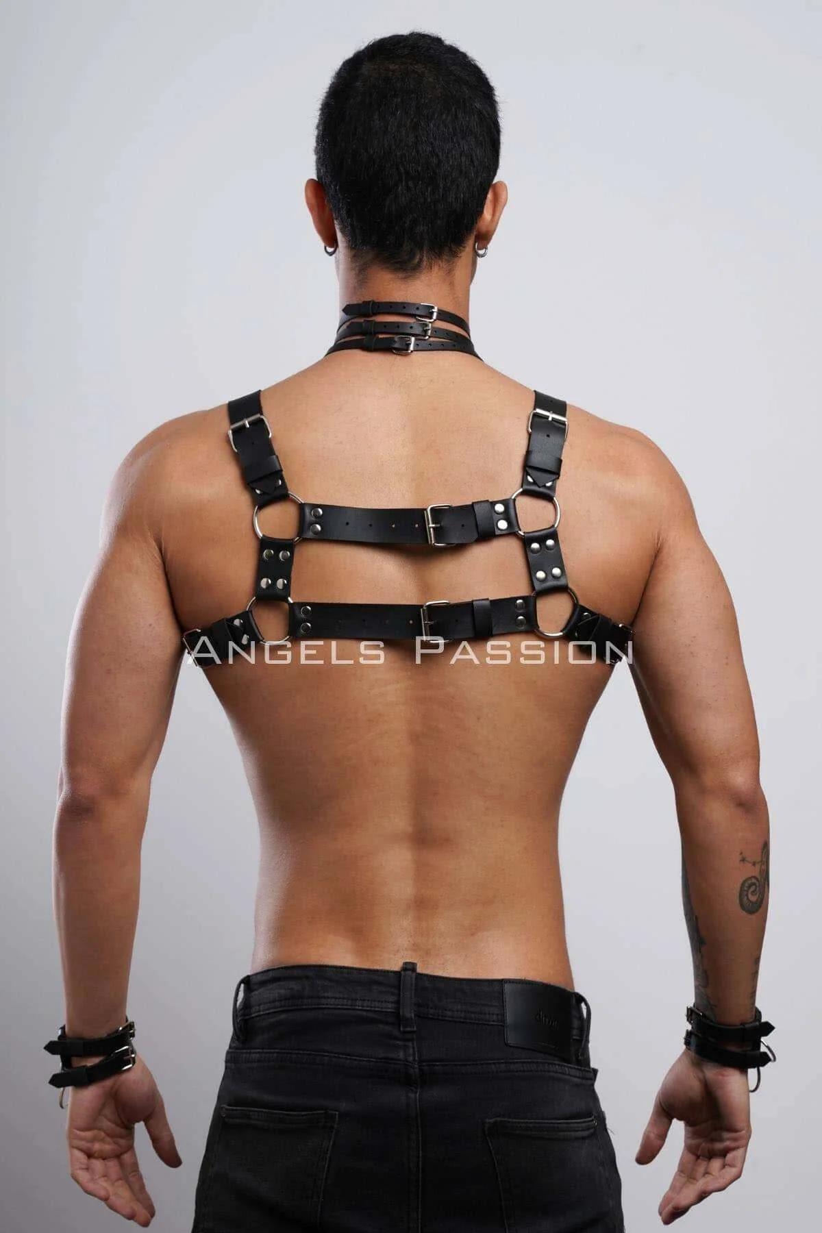 Strappy O-Ring Chest Harness with Collar Set
