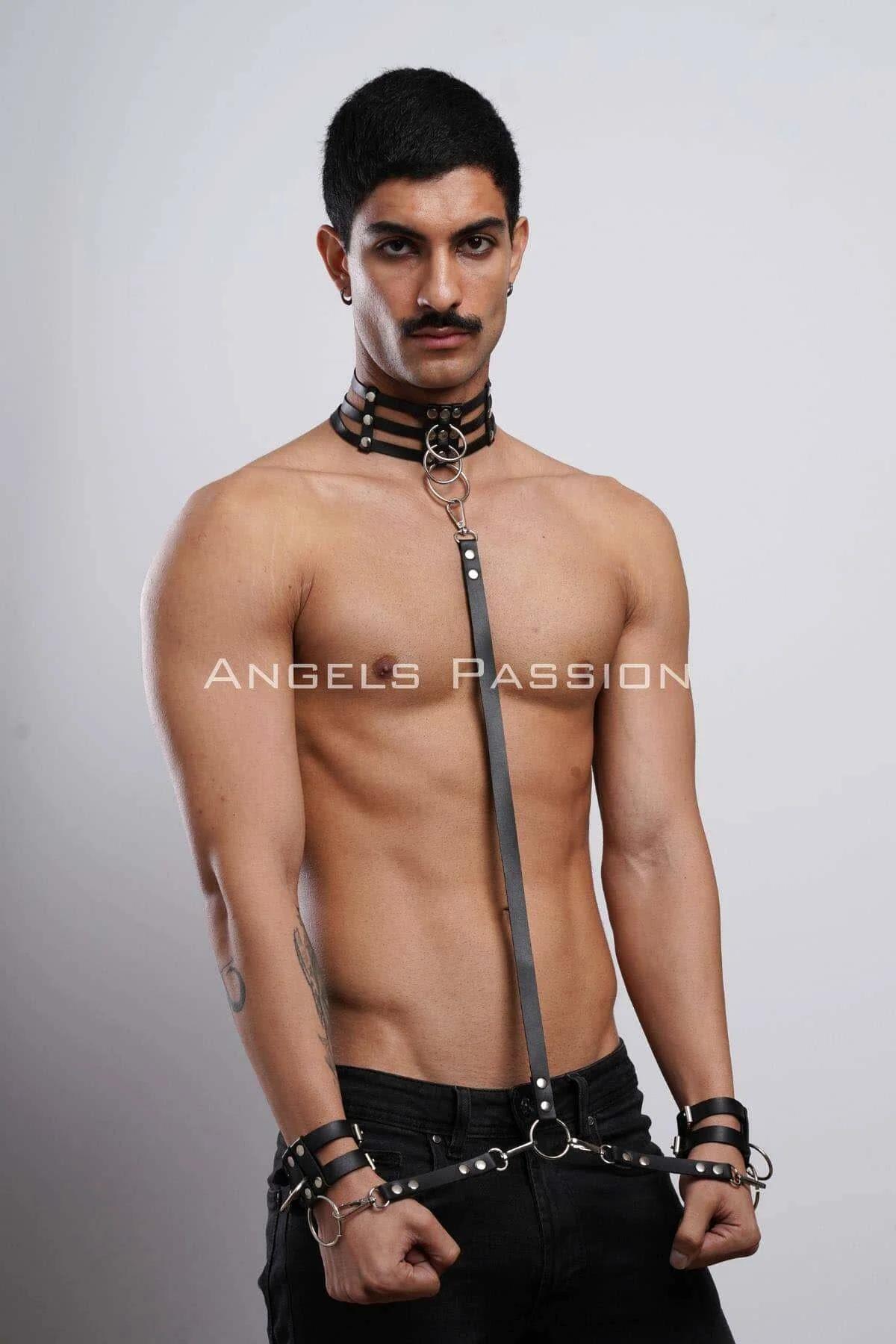 Full Body Harness with Collar & Cuffs Set
