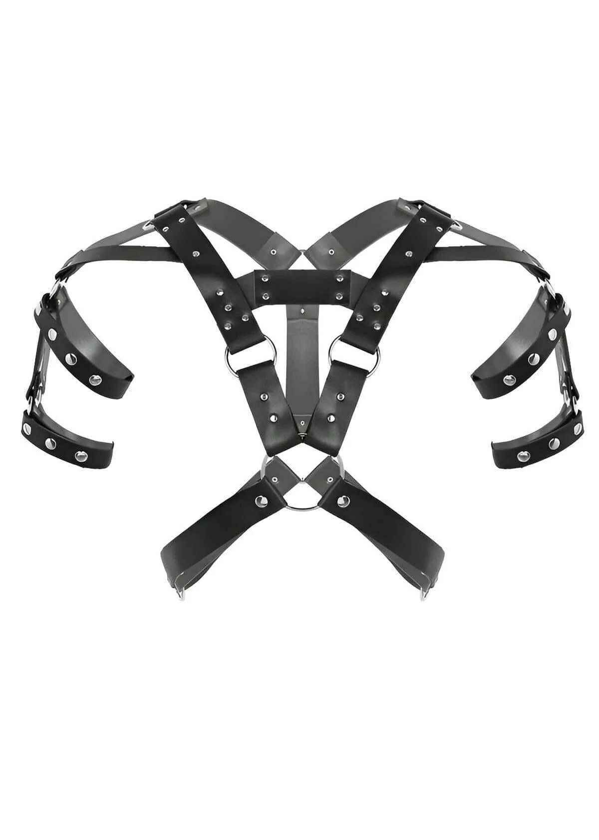 O-Ring Faux Leather Chest & Shoulder Harness