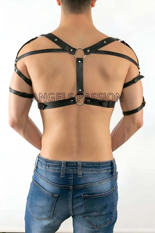 O-Ring Faux Leather Chest & Shoulder Harness