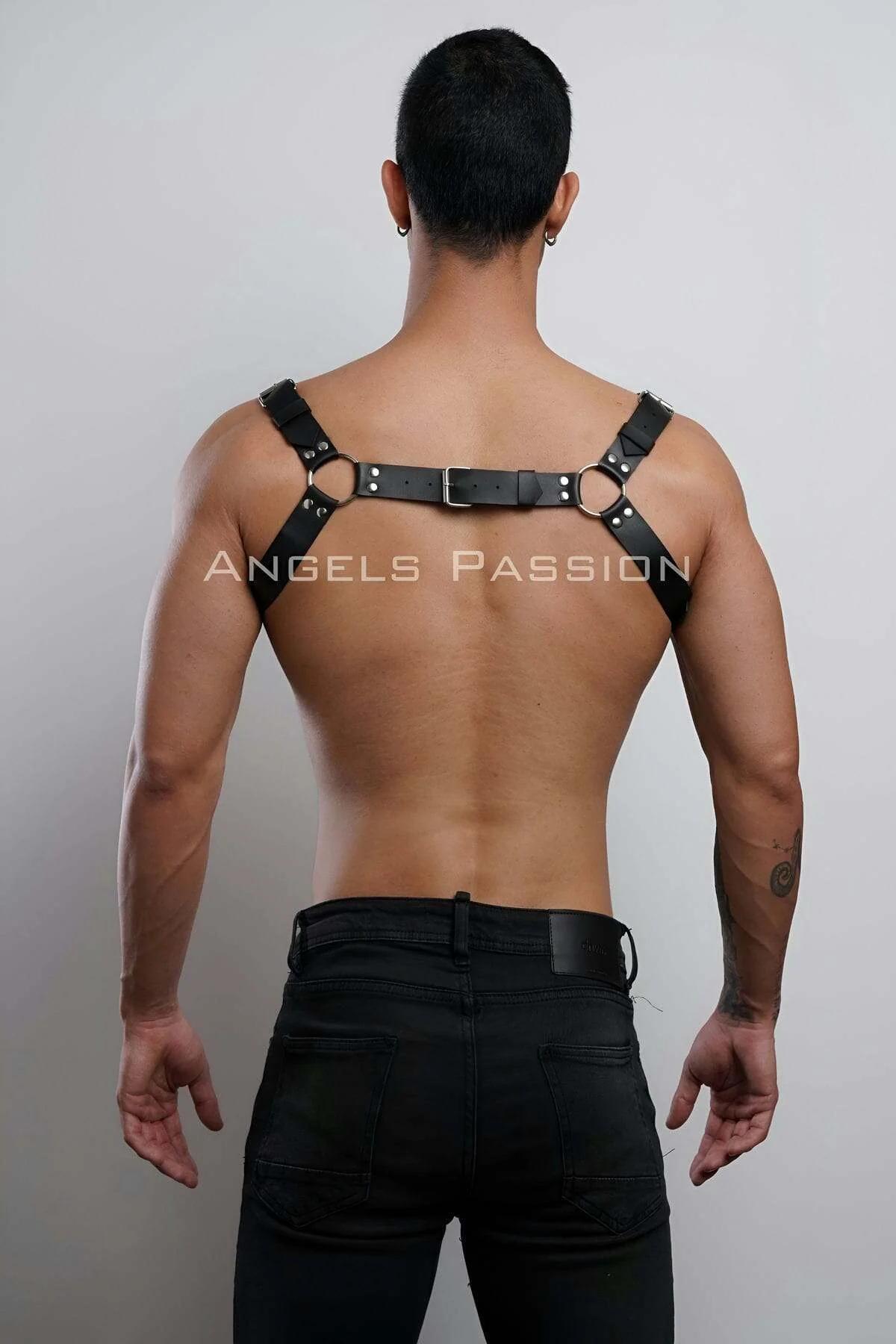 Adjustable Faux Leather Body Harness with O-Rings