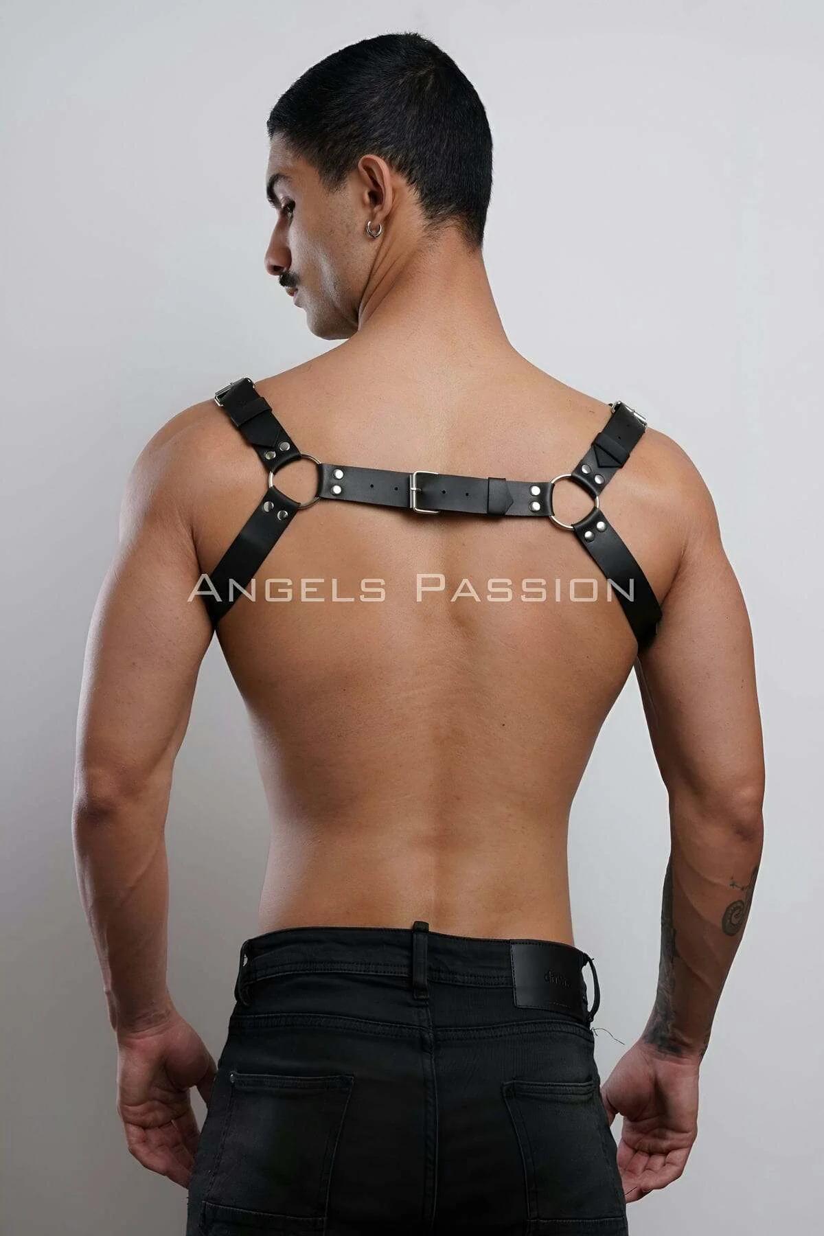 Adjustable Faux Leather Body Harness with O-Rings