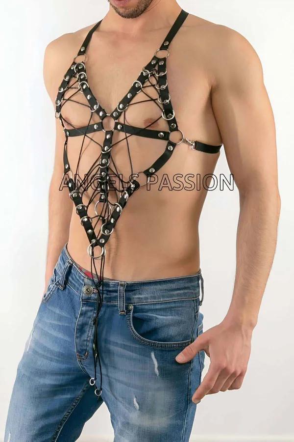 Laced Cage Body Harness with O-Ring Accents