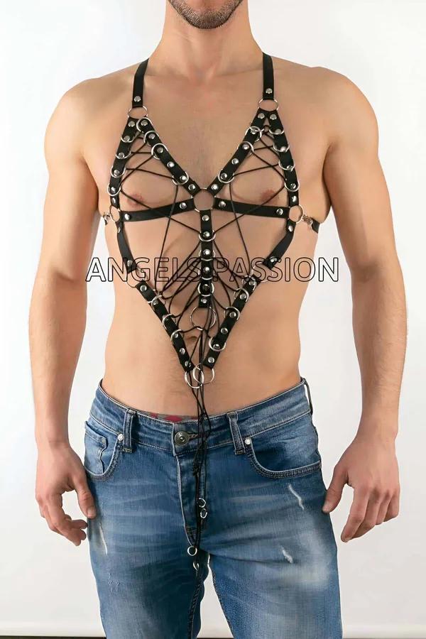 Laced Cage Body Harness with O-Ring Accents