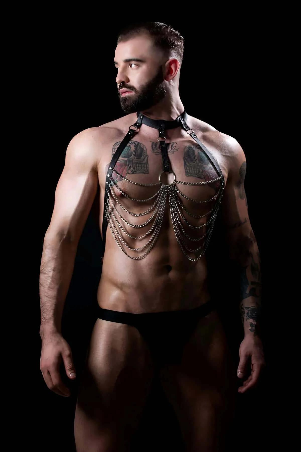 Chained Body Harness with O-Ring Accent