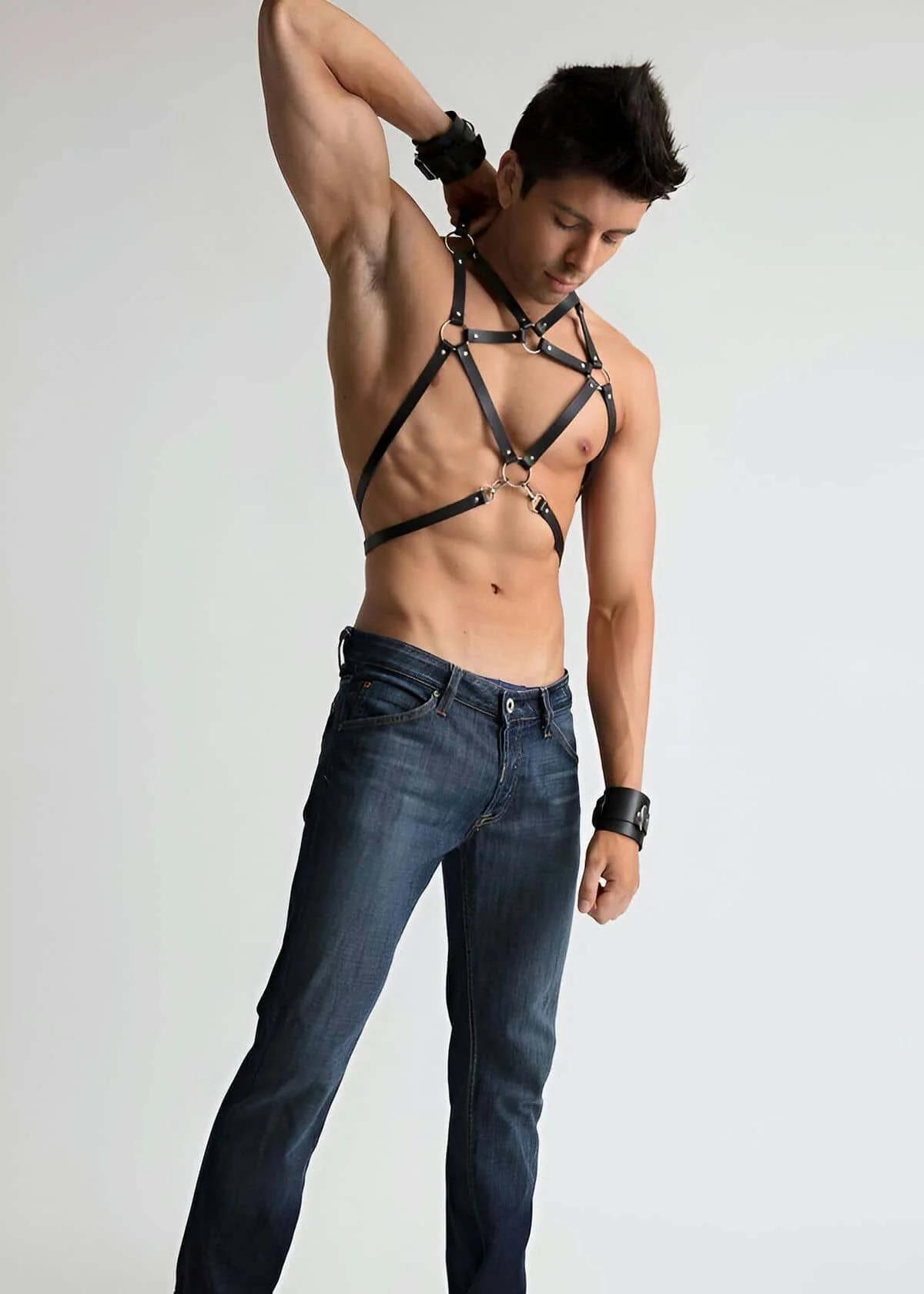 Chest Harness with Intersecting Straps & O-Rings