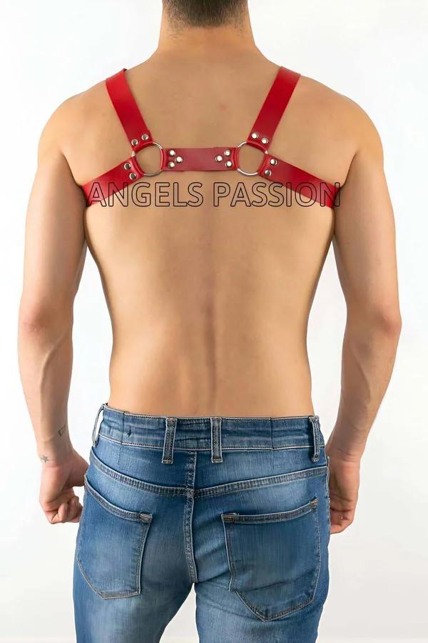 Studded Red Faux Leather Body Harness
