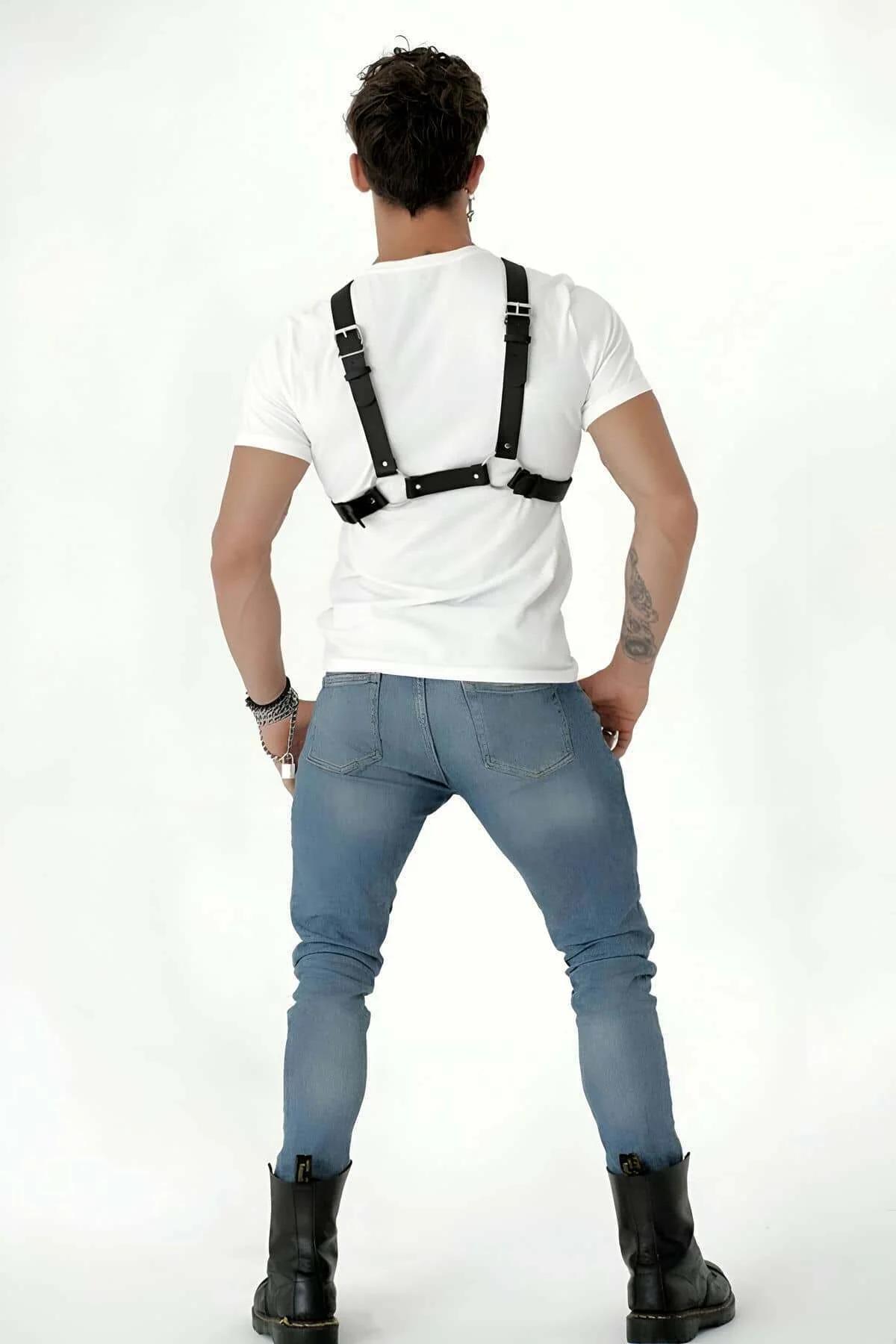 Adjustable Faux Leather Suspender Harness