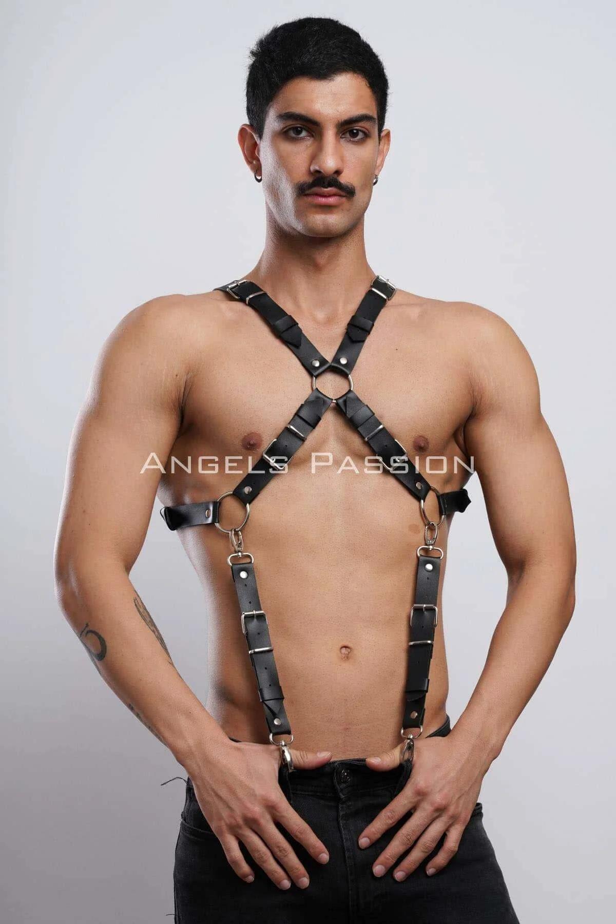 X-Back Faux Leather Body Harness with Adjustable Straps