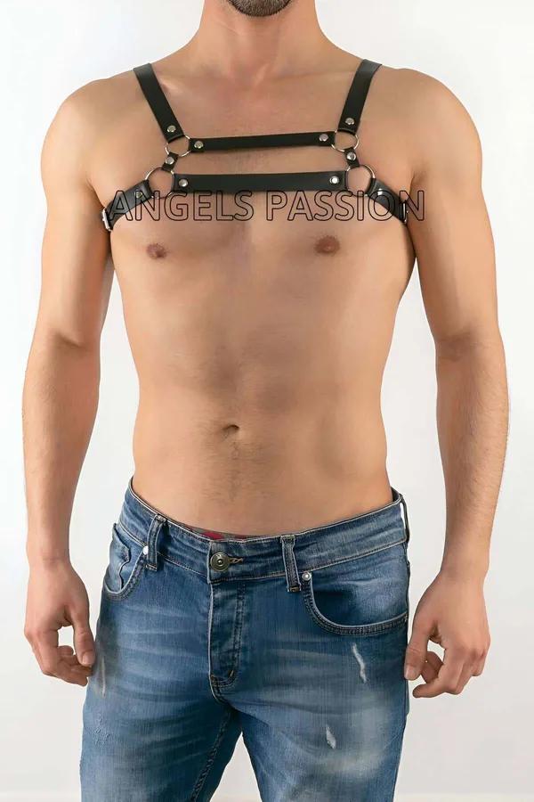 Mens Adjustable Chest Harness with Parallel Straps & O-Rings