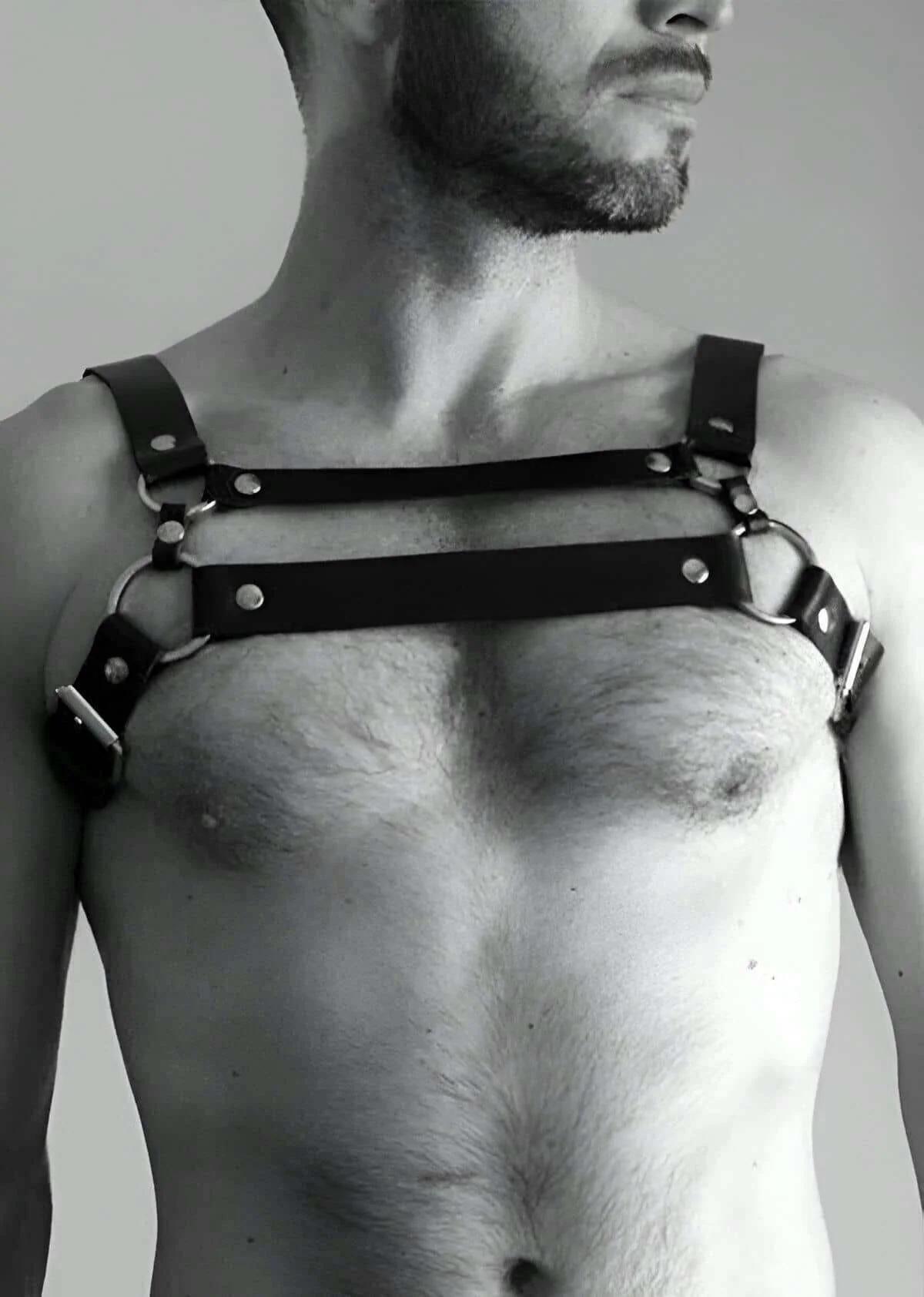 Mens Adjustable Chest Harness with Parallel Straps & O-Rings