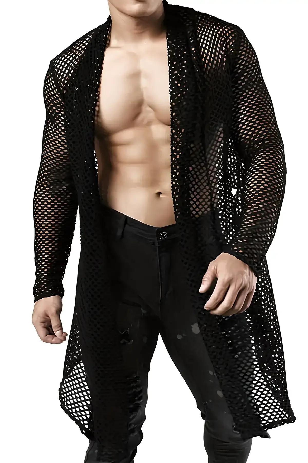 Long Mesh Kimono Cardigan