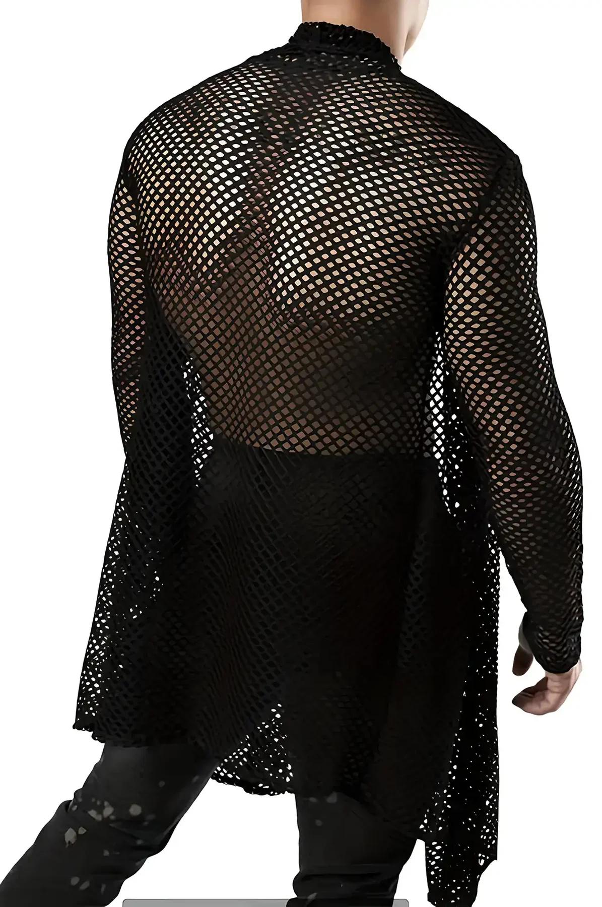 Long Mesh Kimono Cardigan