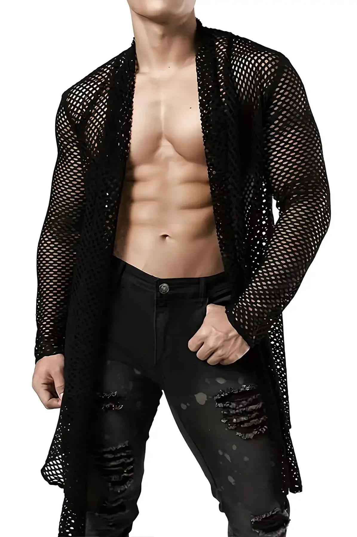 Long Mesh Kimono Cardigan