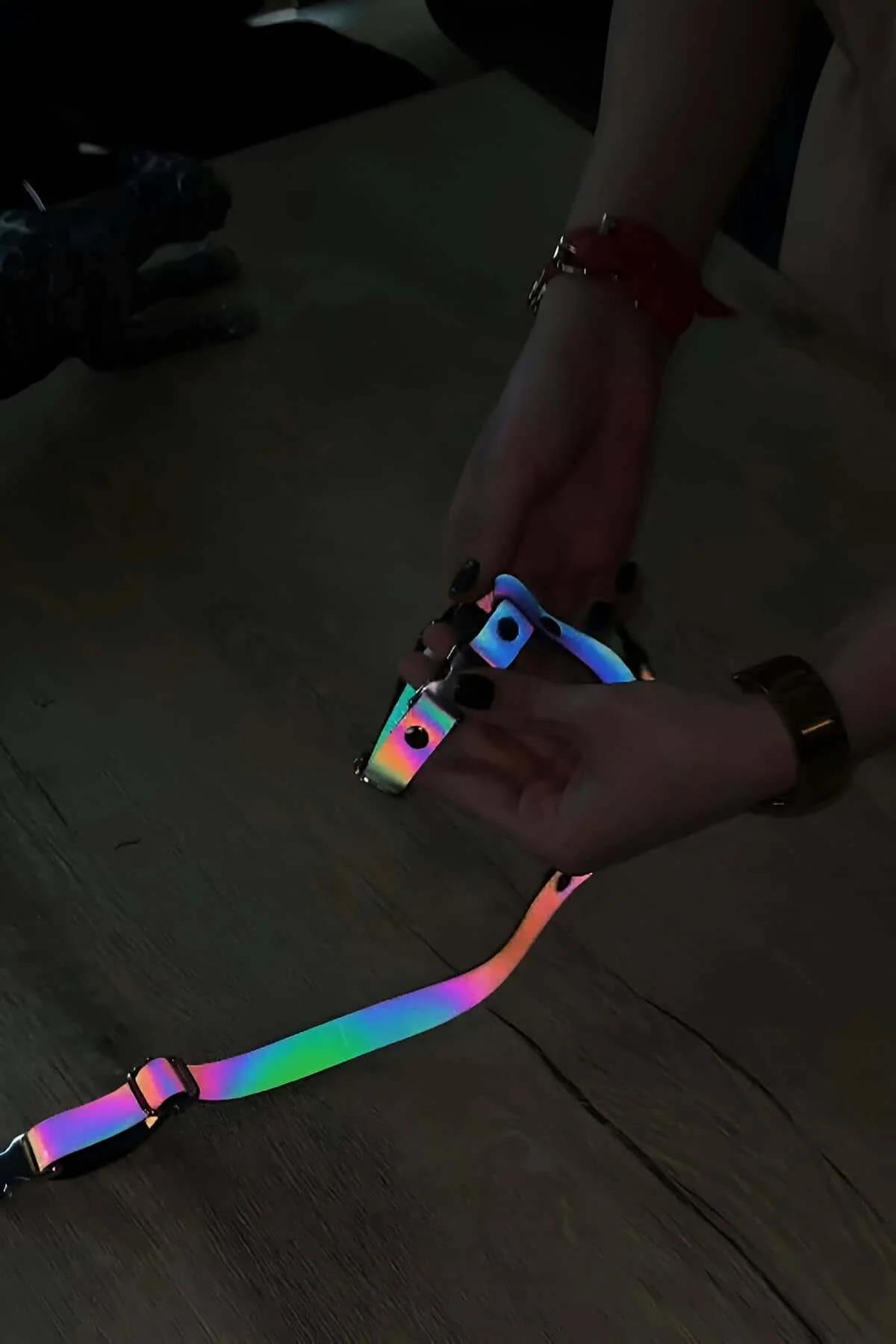 Rainbow Reflective Body Harness with Adjustable Chest Straps