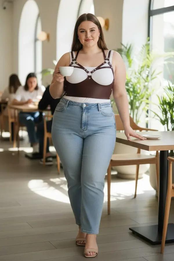 Büyük beden bordo PU vegan deri korse harness gümüş zımba detaylı ayarlanabilir askılı