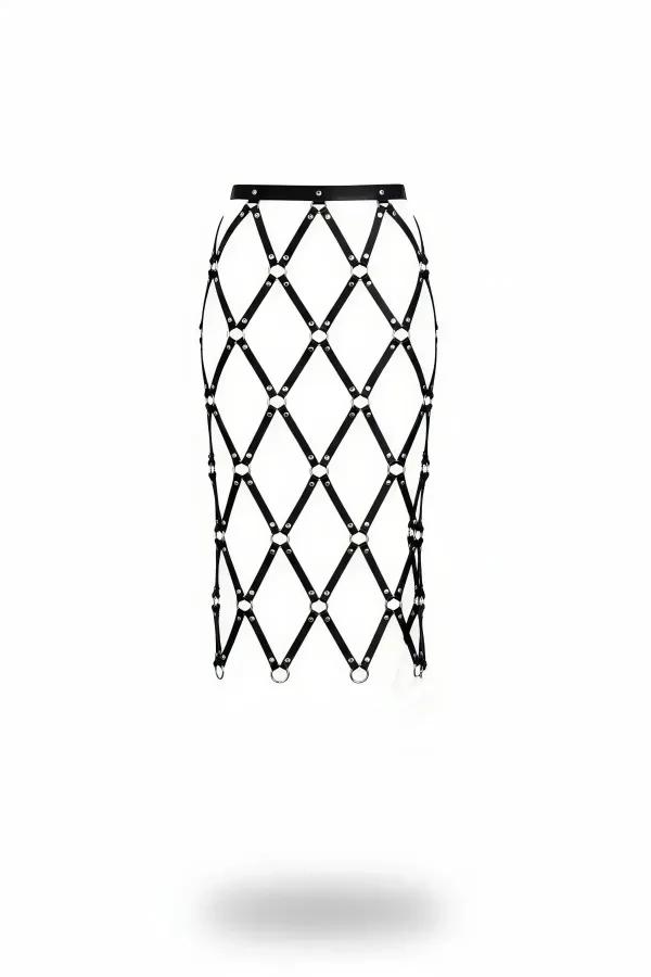 Black Cage Harness Skirt with O-Ring Details