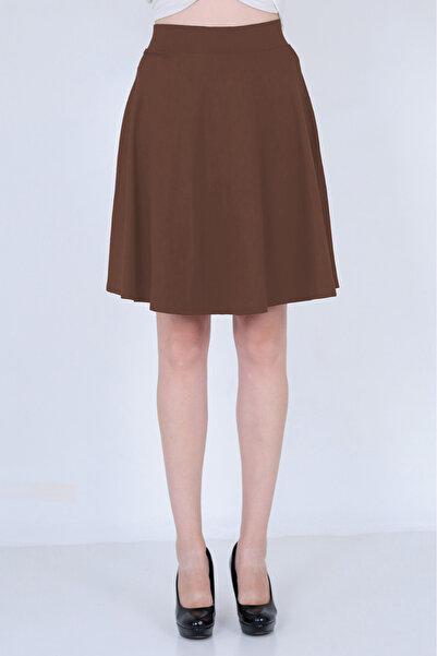 Brown High-Waisted Skater Skirt Casual Outfit