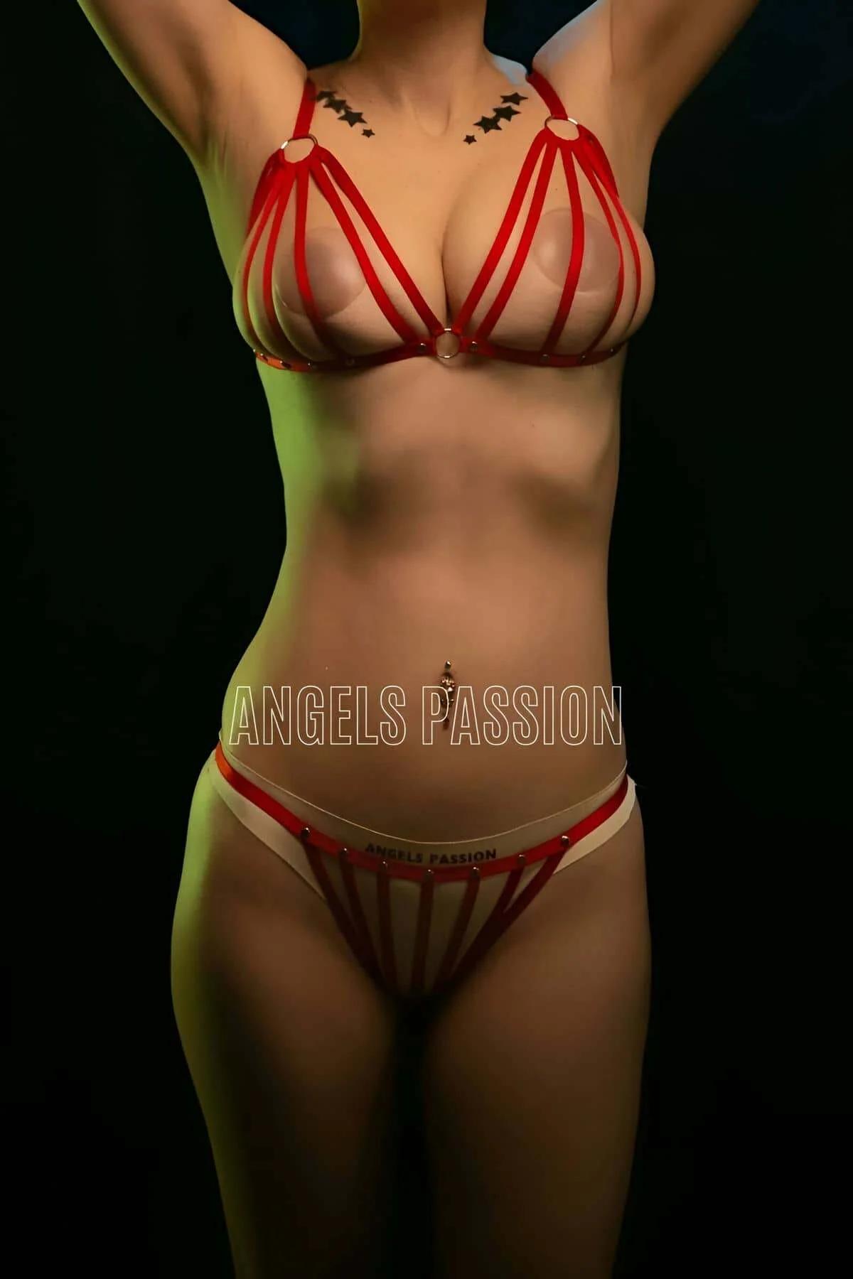 Caged Strappy Harness Bra and Thong Set