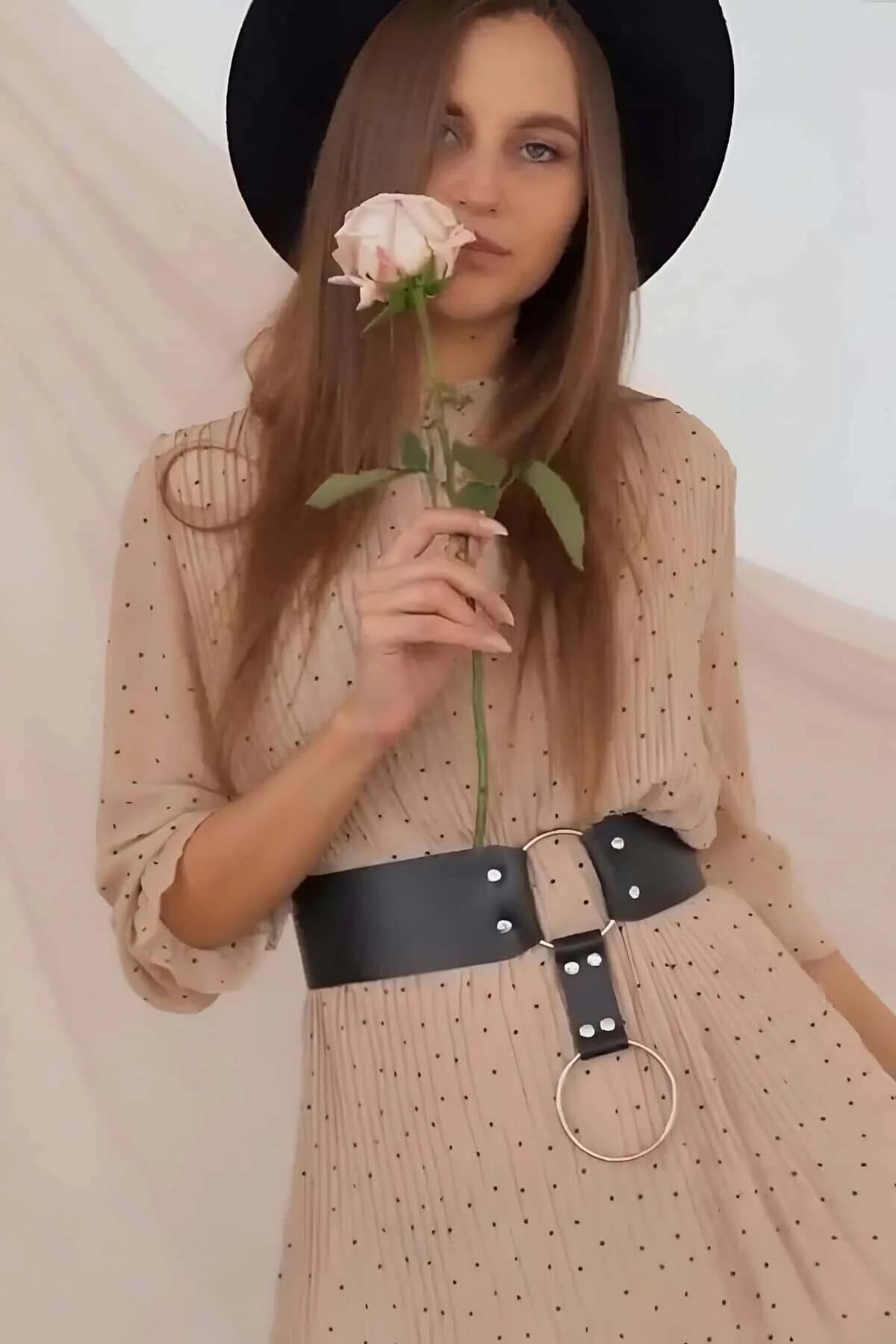 Wide Faux Leather Waist Belt with Large O-Ring Detail
